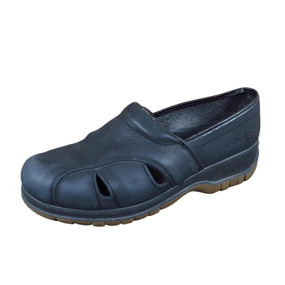 Dansko Sport Women Clog Size 41 10.5-11 Walking Work Shoe Black Leather Cutout